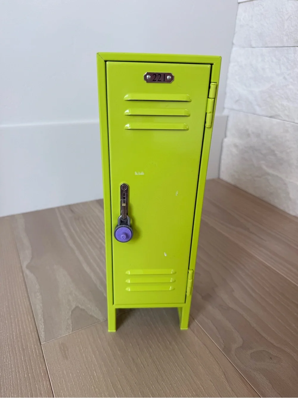 American Girl Lime Green Mini Locker with Purple Lock
